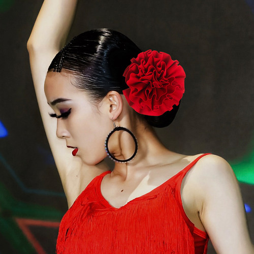 速发工O拉丁夹服配饰手C头花大号成人儿童发舞头饰比赛