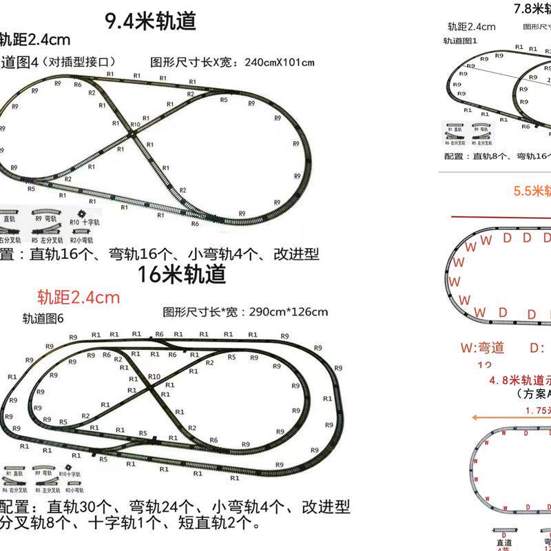 速发奥乐火车配件轨道套装电动小火车配套轨道适用于轨距2.4cm