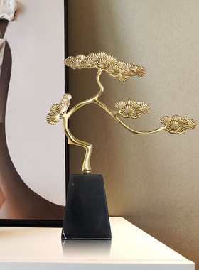 速发件中式迎奢松摆新铜 软装饰品玄关电视柜家居客厅书房轻客工