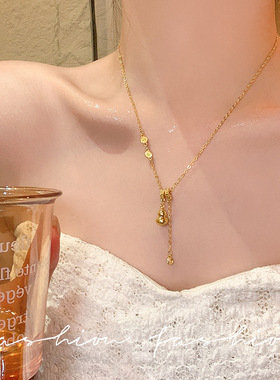 新款金色福字葫芦吊坠项链新中式复古轻奢高级感锁骨链气质项饰品