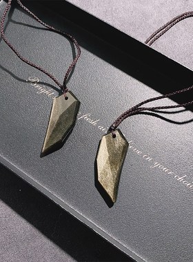 平安符天然黑曜石金曜石狼牙吊坠男女挂坠送礼绳子可调节长短