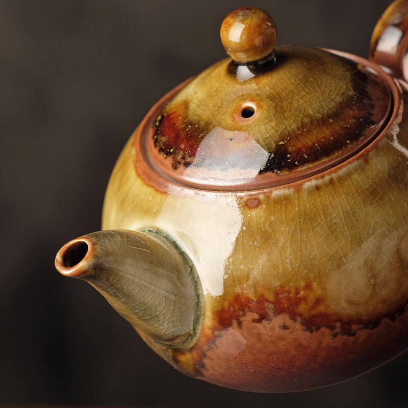 仿古柴烧手工泡茶壶家用日式复古陶瓷窑变单壶带过滤小壶功夫茶具