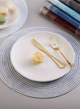 1PC Nordic Round Heat Insulation Pad Solid Placemats Linen N