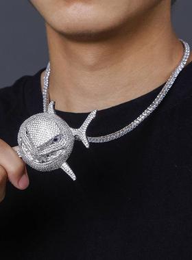 Hip Hop Fierce Shark Inlaid Zircon Pendant Personality