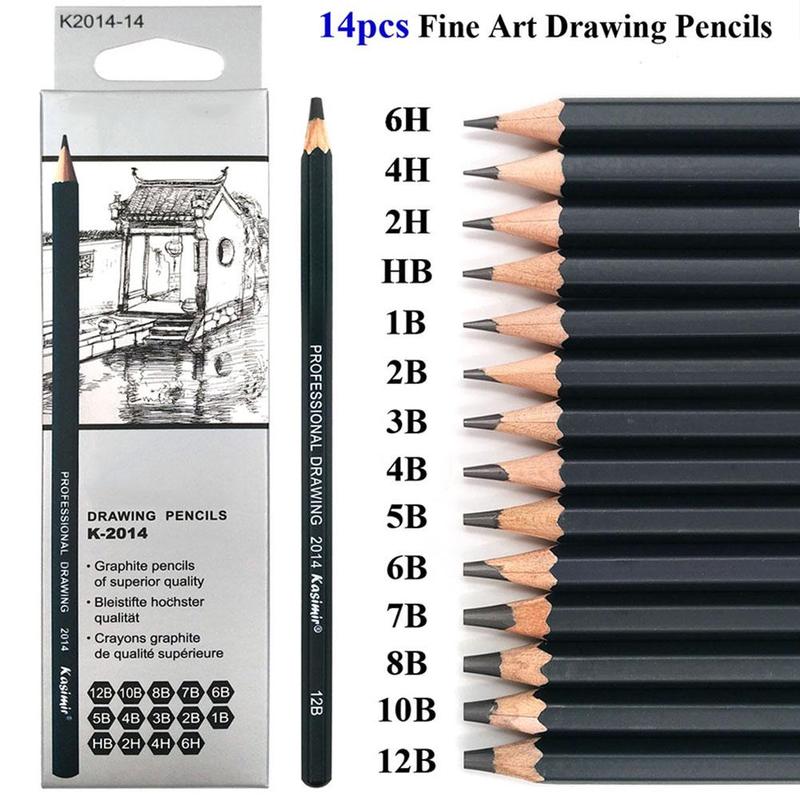 *14pcs/Set Wood Black Sketch Pencil Pencil Art Graphite Shad