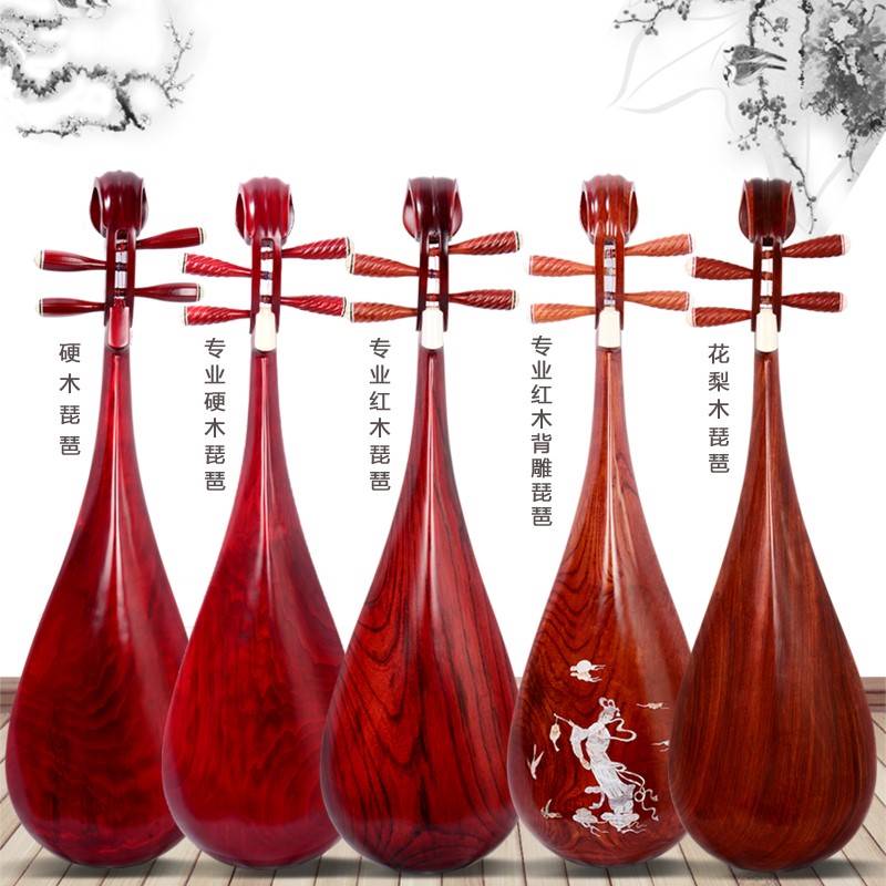 琵琶乐器专业红木鸡翅木花梨木酸枝木琵琶初学入门教学成人演奏。