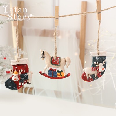速发圣诞节小饰品圣诞装饰树脂雪人诞使圣天树挂件手工装吊饰挂件