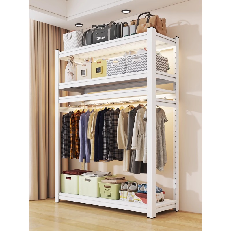 速发家用挂架杆帽衣收纳衣服整理卧室衣柜多层钢制置物架衣货架落