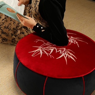 速发坐墩形绣客厅懒人沙发布垫榻榻米看书圆刺脚墩可拆洗地毯蒲团