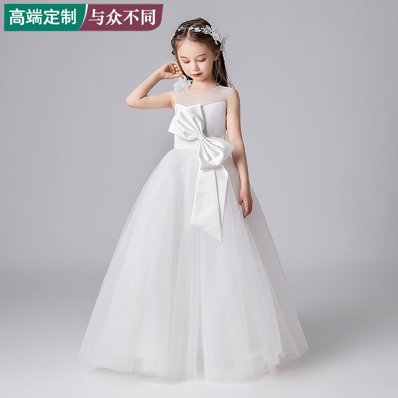 速发女童主持人高端钢琴演出公主裙小女孩儿童婚纱十岁生日宴会晚