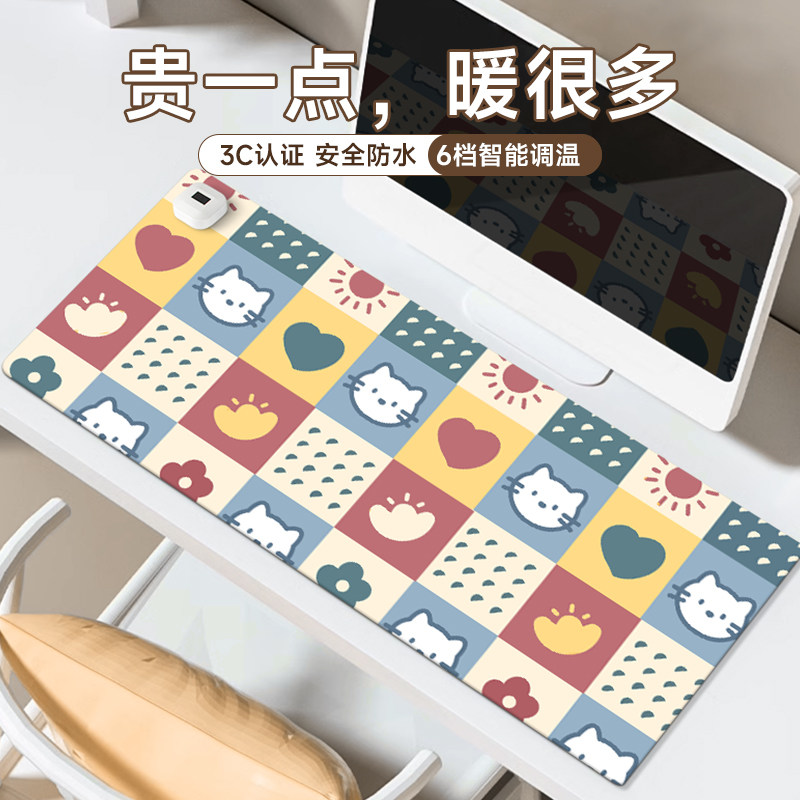速发小猫咪加热垫板生可爱超大发热暖桌垫办公室垫桌面垫防水电脑