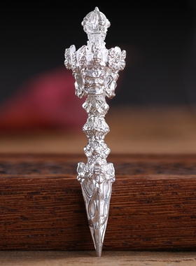 纯银三面普巴金刚降魔杵金刚橛尼泊尔工艺男女士情侣配饰个性吊坠