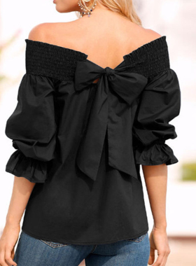 极速Sexy Off Shoulder Spring Summer Strapless Blouse Women B