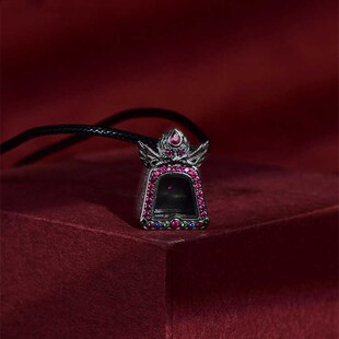 藏式大鹏鸟嘎乌盒s925纯银黑金法轮吊坠男女项链挂坠配饰可打开