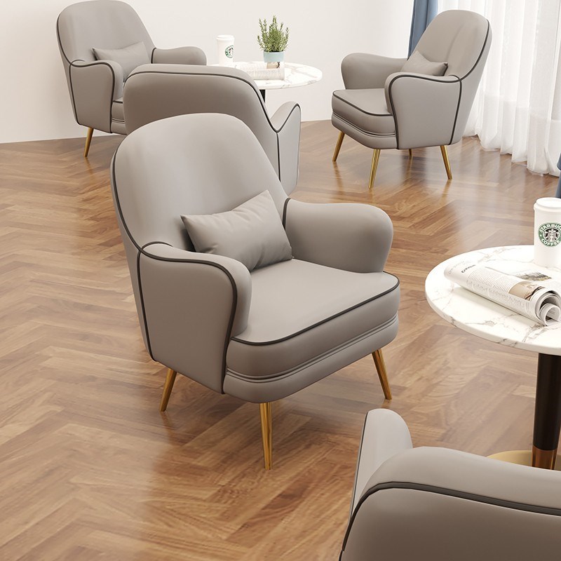 北欧轻奢现代单人沙发椅子售楼处商务洽谈沙发椅接待会客桌椅组合