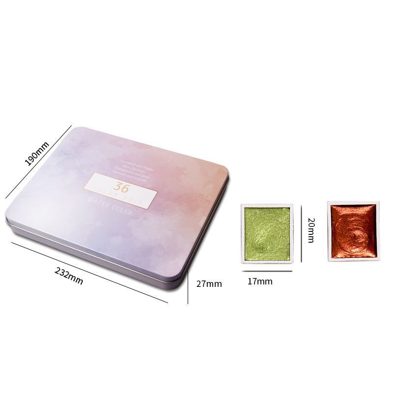 极速Metallic Watercolor Set 36 Colors Pearlescent Solid Wate