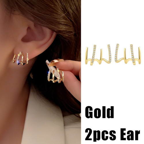 极速17KM Gold Color Leaves Ear Cuff Black Non-Piercing Ear C