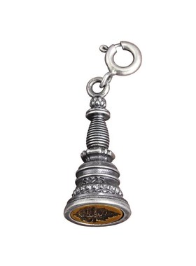 S925纯银复古噶当塔吊坠文玩手串藏式配饰黄财神擦擦佛吊坠银项坠