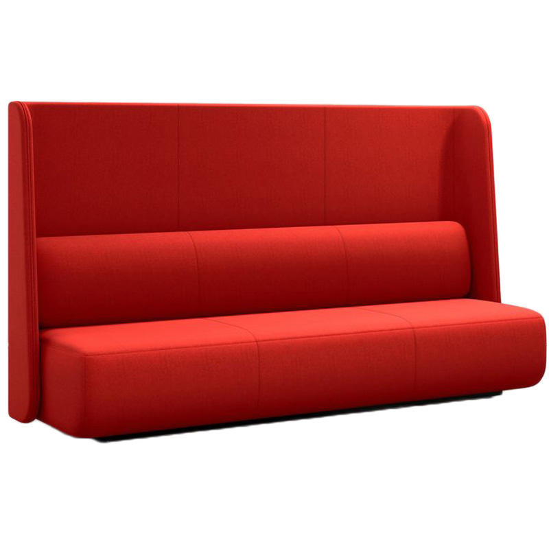 简约办公沙发高背布艺休闲洽谈沙发茶几组合高隔断卡座沙发两人位