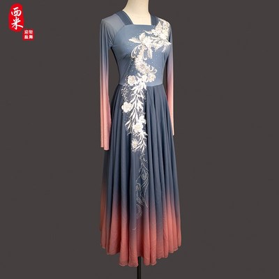 新款古典舞蹈演出服女折枝盼舞蹈服大裙摆中国风艺考剧目服定制