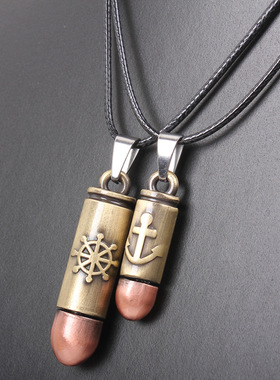琦诺韩款韩风蛇纹绳情侣吊坠项链 船锚船舵非主流饰品 款