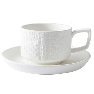 轻奢质A感咖啡牛奶早餐下午茶岩石头纹杯 高颜值黑白陶瓷杯碟套装