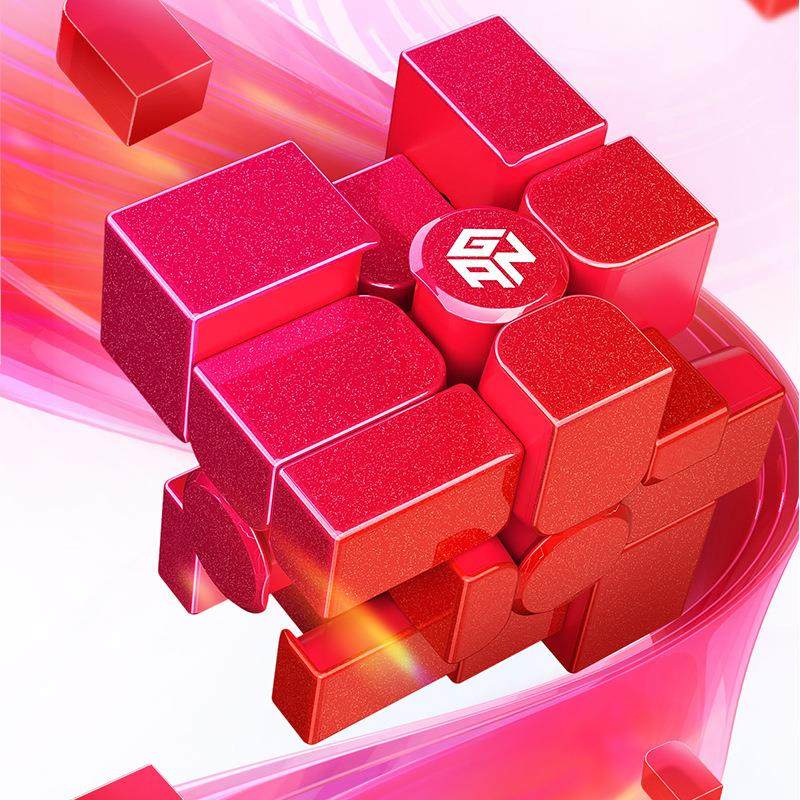 GAN三阶镜面磁力UV版红色异形3阶镜面贴纸异形3阶变体顺滑魔方