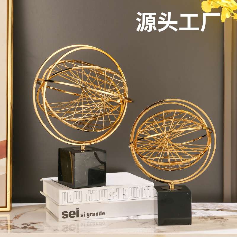 欧式轻奢地球仪金属摆件高级感创意家居客厅办公室装饰工艺品