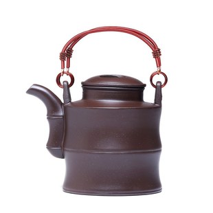竹段提梁b壶仿古茶壶陶瓷复古泡茶器家用铜把单壶茶水壶功夫茶具