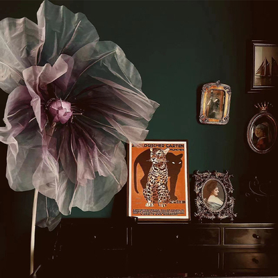 新款高端商场美称摆件道具渐变色真丝网花服装店橱窗装饰摆设布置