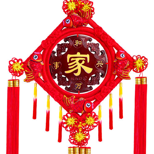 中国结挂件客厅大号福字桃木玄关家居新年装饰平安节新居乔迁挂饰