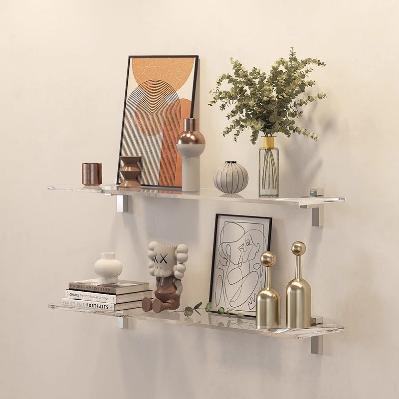 墙上置物架客厅透明亚克力墙壁挂墙墙面装饰收纳一字隔板展示架