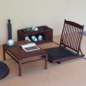 清竺叙坐合室椅实木榻榻米靠背椅飘窗椅地台单人椅黑胡桃禅椅