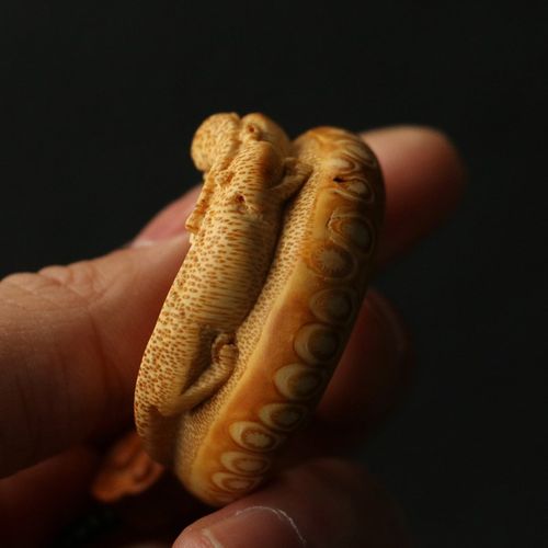 精品纯手工雕刻天然满钉竹根雕貔貅竹圈文玩指环手把件竹配饰竹环