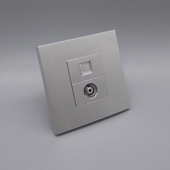 银灰色86型电脑电视插座RJ45网络网线宽带TV有线闭路电视墙壁面板