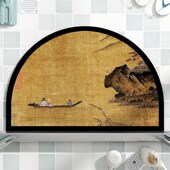 印图文放房间里中式 饰地垫颜色很正图案清晰书房垫子 古典山水画装