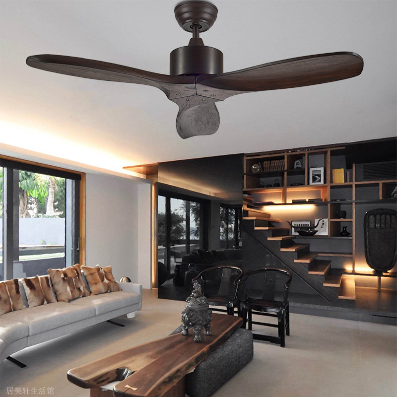 吸顶风扇灯复古木吊扇灯餐厅客厅带灯电风扇吊灯北欧简约变频家用