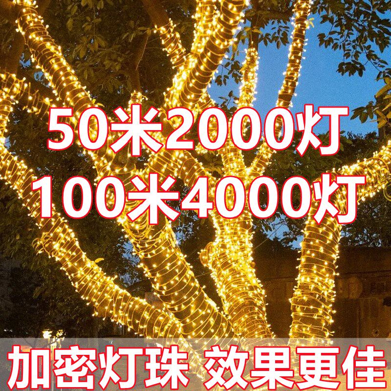 户外树上挂的彩灯闪灯串灯满天星led灯带商业街亮化缠树灯绕树灯