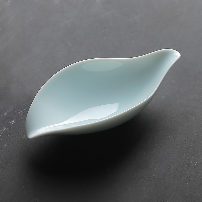 六合堂如玉般的质感初新荷叶茶则茶铲复古陶瓷青白釉茶匙