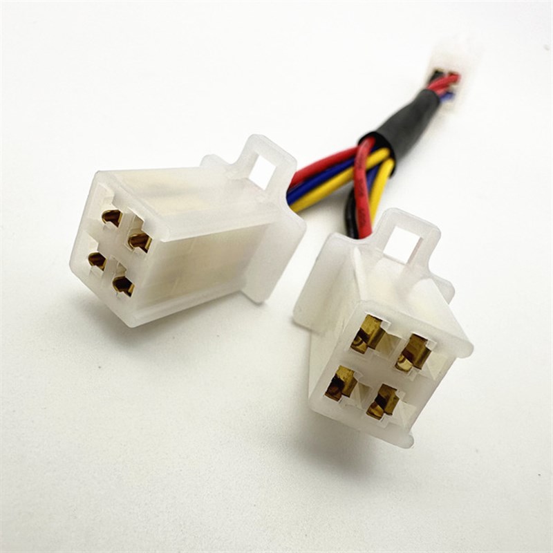 007/009电动车大灯LED射灯一分二2.8mm4P一拖二1分2改装接插头