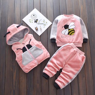 加厚冬装套装女宝宝男小孩一岁半1周岁2到3多4婴儿童装女冬天衣服