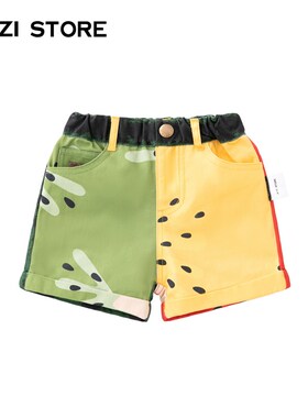 JUZI STORE童装帆布夏日缤纷水果下装纯棉短裤中性男女童1220202