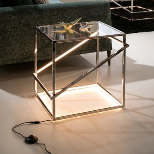 带花架的落地灯客厅沙发旁置物架带灯边桌边几落地氛围灯一体简约