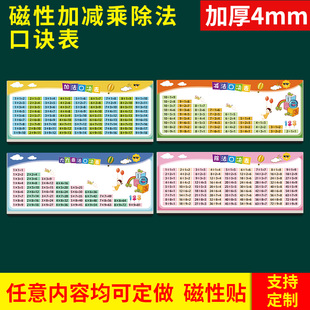 磁性加法减法乘法口诀表学习磁吸教学用具冰箱贴加减乘除法磁性贴