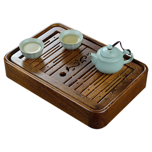 鸡翅木茶盘实木小号简约家用黑檀木盛水茶海木质功夫茶具茶台茶托