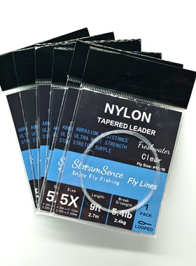 溪感新款超强尼龙线变径前导线飞钓锥形线鳟鱼飞蝇钓变径前导线