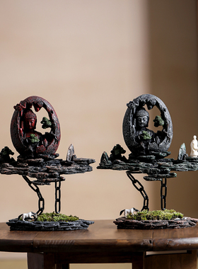 速发如来悬空倒炉香流禅意摆件家用室内檀香沉香创意香薰炉客厅装