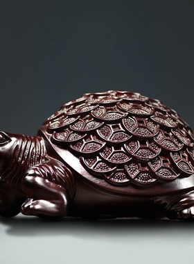 速发木雕金钱龟摆件物件寿礼送礼长辈实用工面办公室客厅装饰桌艺