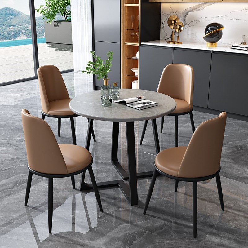 速发简桌岩四餐桌简约家用长方形餐厅大理石餐约组合一桌板椅