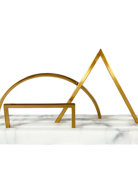 速发样约创居金属大理石几何摆件家意简板房售楼处装饰品摆设